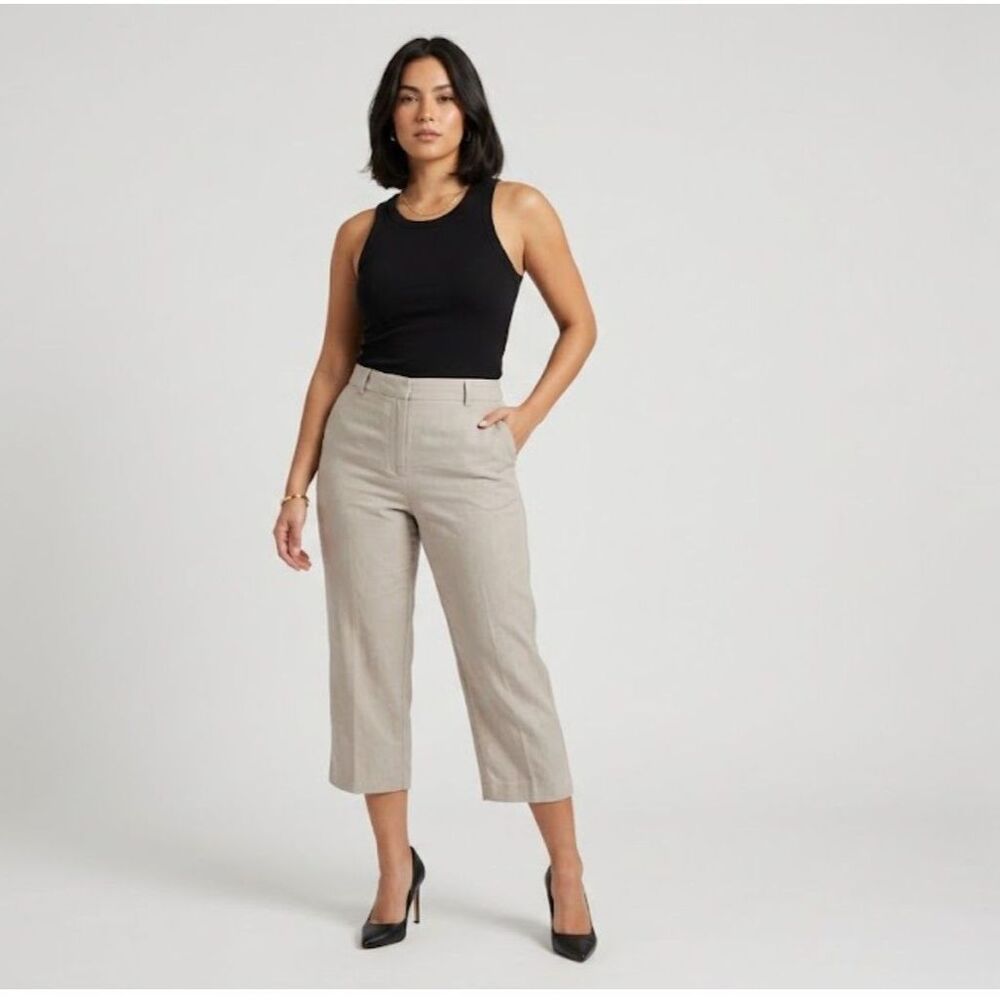 Vintage Women's Tan/Cream Capri Slacks